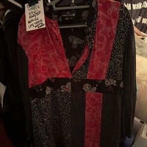 Carole little 2 Red and Black Patterned blouse